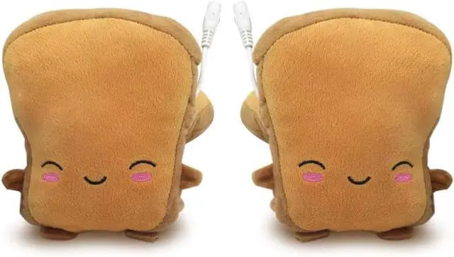Main image of USB Warmer Heated Gloves Cute Hand Warmers Gloves Fingerless Cute Toast Shape New Year Gift Winter Gloves