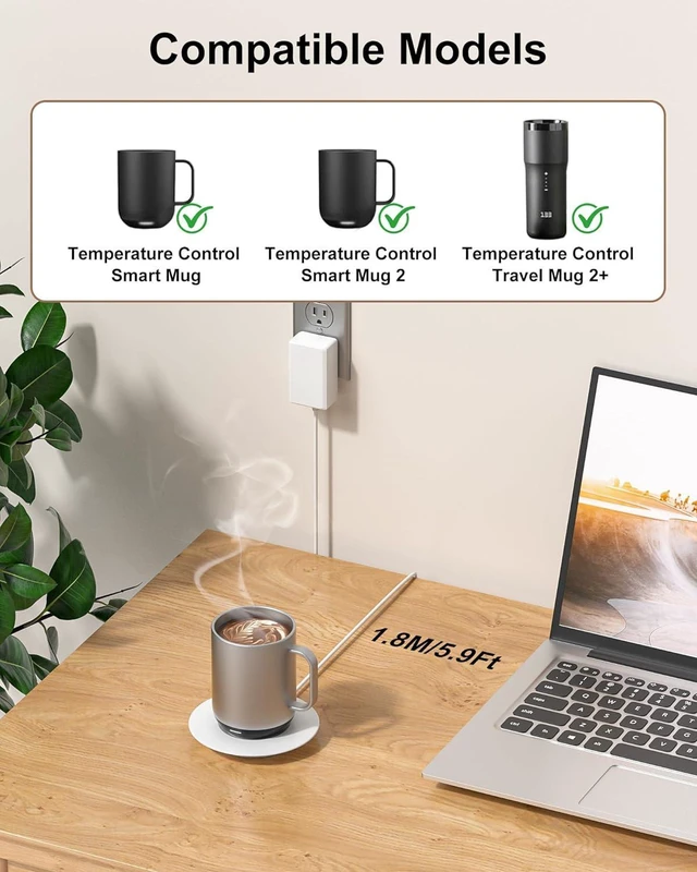 Alt view image 2 of 7 - WUKUR Charging Coaster 2 Compatible with Temperature Control Mug 2 and 1, Charger Dock Base for Smart Travel Temperature Cup Accessories, White