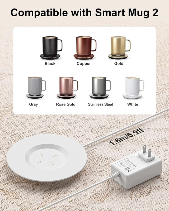 Alt view image 3 of 7 - WUKUR Charging Coaster 2 Compatible with Temperature Control Mug 2 and 1, Charger Dock Base for Smart Travel Temperature Cup Accessories, White
