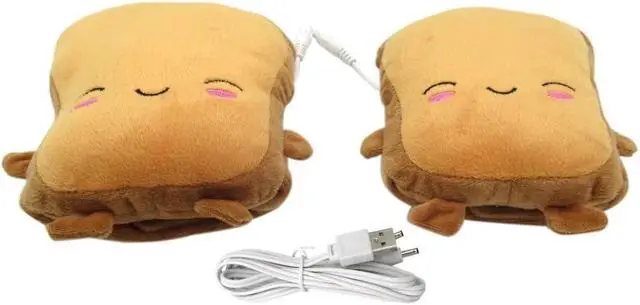 Alt view image 4 of 7 - USB Warmer Heated Gloves Cute Hand Warmers Gloves Fingerless Cute Toast Shape New Year Gift Winter Gloves