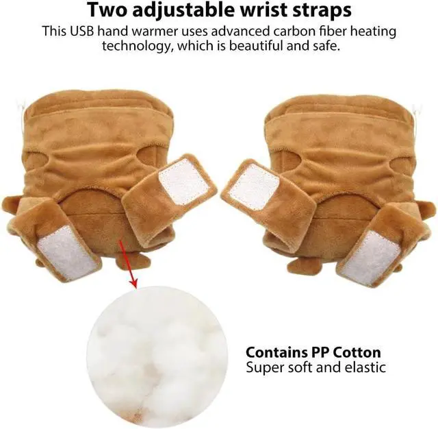 Alt view image 6 of 7 - USB Warmer Heated Gloves Cute Hand Warmers Gloves Fingerless Cute Toast Shape New Year Gift Winter Gloves
