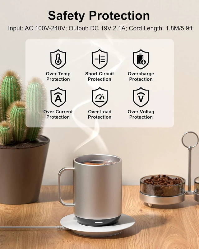 Alt view image 7 of 7 - WUKUR Charging Coaster 2 Compatible with Temperature Control Mug 2 and 1, Charger Dock Base for Smart Travel Temperature Cup Accessories, White