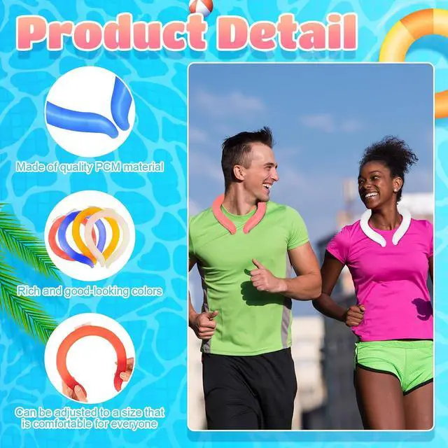 Alt view image 3 of 6 - Preboun 5 Pcs Neck Cooling Tube Ice Cooling Ring Reusable Neck Wraps Wearable Hands Free Cold Ice Pack Gel for Hot Weather Summer Outdoor Indoor Cooling Heat Dissipation(Fresh Colors)