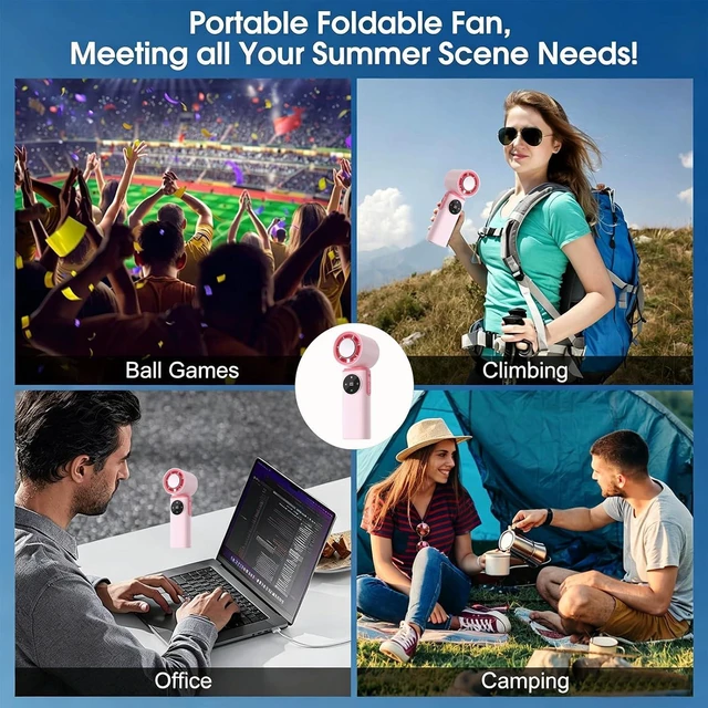 Alt view image 6 of 6 - Ayland Portable Handheld Fan, 6000mAh Travel Fan with Ice Cooling, 199 Levels Stepless Speed, 20H Long Battery Life, 20000RPM Turbo, USB-C Rechargeable for Summer, Concerts & Outdoor Use