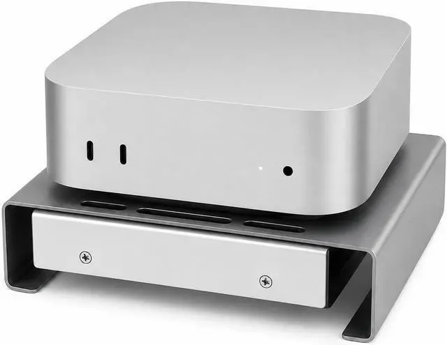 Main image of Aluminum Mini PC Cooler Stand with 120mm Fan, Desktop Cooling Base for Mac mini, Router, Modem, Network Switch & TV Box - Heavy Duty Thermal Stand, USB Powered, Silver
