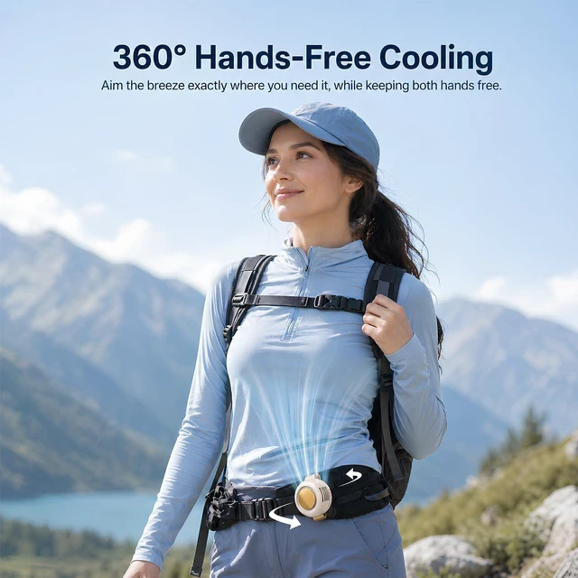 Alt view image 3 of 7 - 2-Pack Mini Clip On Fan Portable, 3.2oz Ultra-Lightweight, 3 Speed USB-C Mini Portable Fan, Bladeless Silent Small Clip on Fan for Shirt & Waist, Whirlwind Clip Fan for Travel, Outdoor & Office