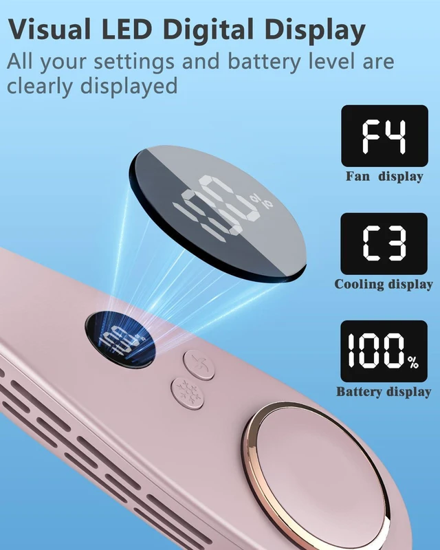 Alt view image 4 of 7 - FWV Wearable Around Personal Cooling Device Neck fans that Blow Cold Air Light Purple