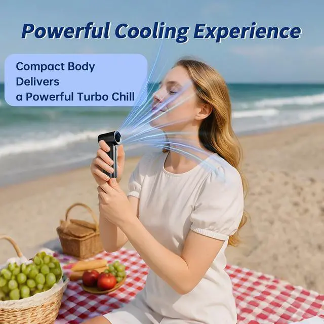Alt view image 2 of 7 - 2025 Portable Handheld Turbo Fan, 5000mAh Rechargeable Battery Powered Mini Handheld Fans with 23000RPM Powerful Cooling, Pocket Fan Gift for Outdoor Travel Office Eyelash Face Makeup (Black)