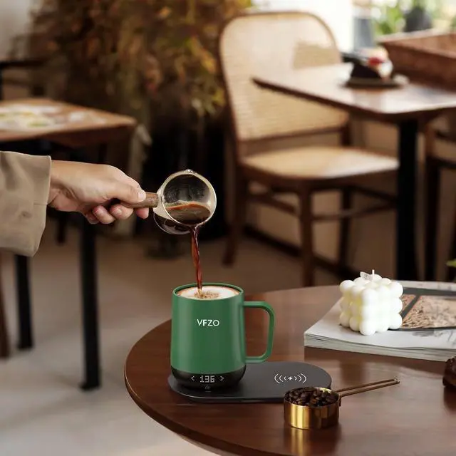 Alt view image 6 of 7 - Temperature Control Smart Mug, Self Heating Coffee Mug LED Display, 180 Min Battery Life - Hot up to 149 Fast Wireless Charger Base Improved Design Coffee Serving Sets (12oz, Turquoise)
