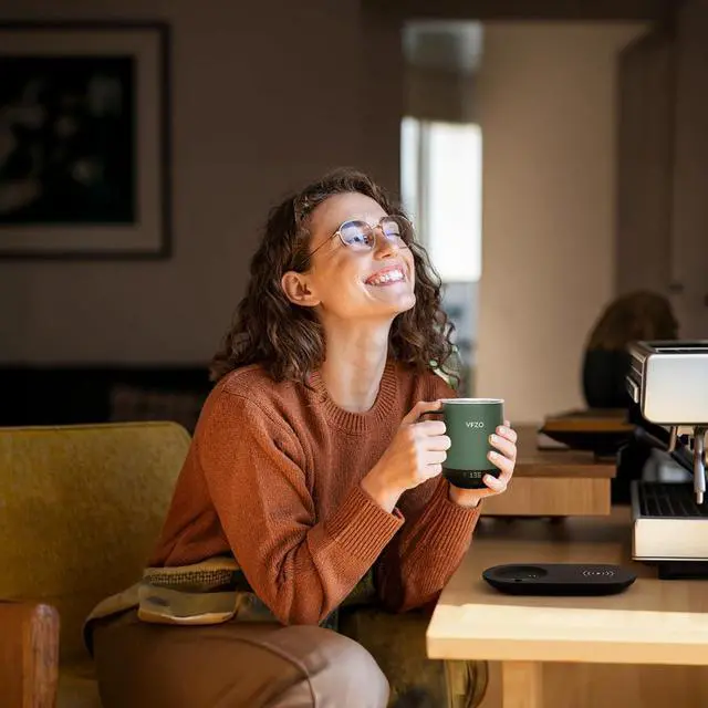 Alt view image 7 of 7 - Temperature Control Smart Mug, Self Heating Coffee Mug LED Display, 180 Min Battery Life - Hot up to 149 Fast Wireless Charger Base Improved Design Coffee Serving Sets (12oz, Turquoise)