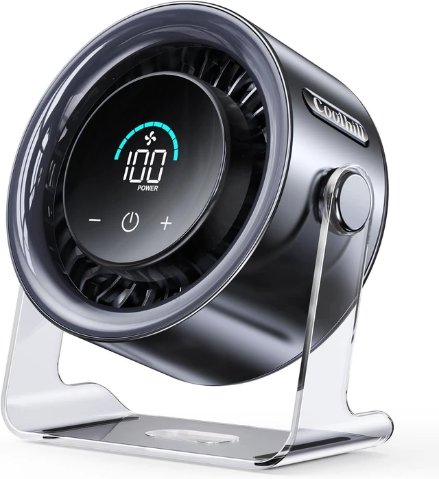 Main image of USB Desk Fan for Bedroom: 100 Speeds Digital Display Quiet Portable Fan with Turbo Airflow, 120° Rotating Small Rechargeable Battery Desktop & Wall-Mounted Fans for Bedroom Home Office (Black)