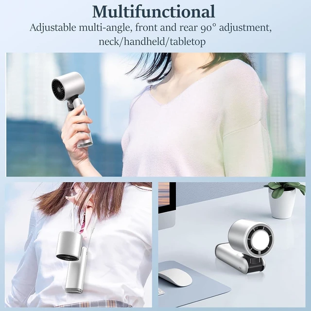 Alt view image 5 of 7 - SAYTAY Portable Handheld Fan, 100 Speed Adjustable Turbo Mini Fan with Lower the Temperature Mode, Rechargeable Digital Display Foldable Personal Fan with Night Light for Women Men Outdoor