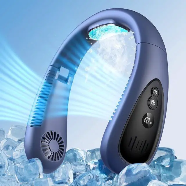 Main image of Neck Air Conditioner, 5000mAh Portable Neck Fan with Semiconductor Cooling Airflow Bladeless USB Neck Fans Portable Rechargeable with 3 Speeds, LED Display, Personal Fan for Outdoor Travel Indoor