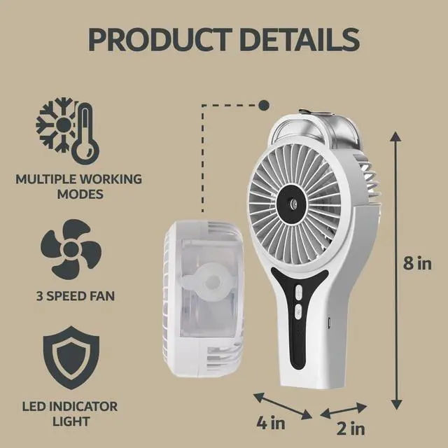 Alt view image 3 of 7 - Sunneday 80019WH Misting Fan, White