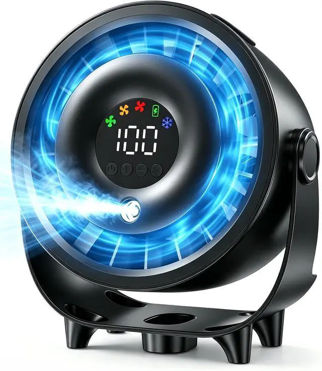 Main image of Ouddy Mode Portable Misting Desk Fan, 100 Speeds Quiet Bedroom Fan with Digital Display, 6.3 Inch Wall-Mouted Design USB Rechargeable Desktop Fans for Bedroom Office Home Travel Outdoor Black