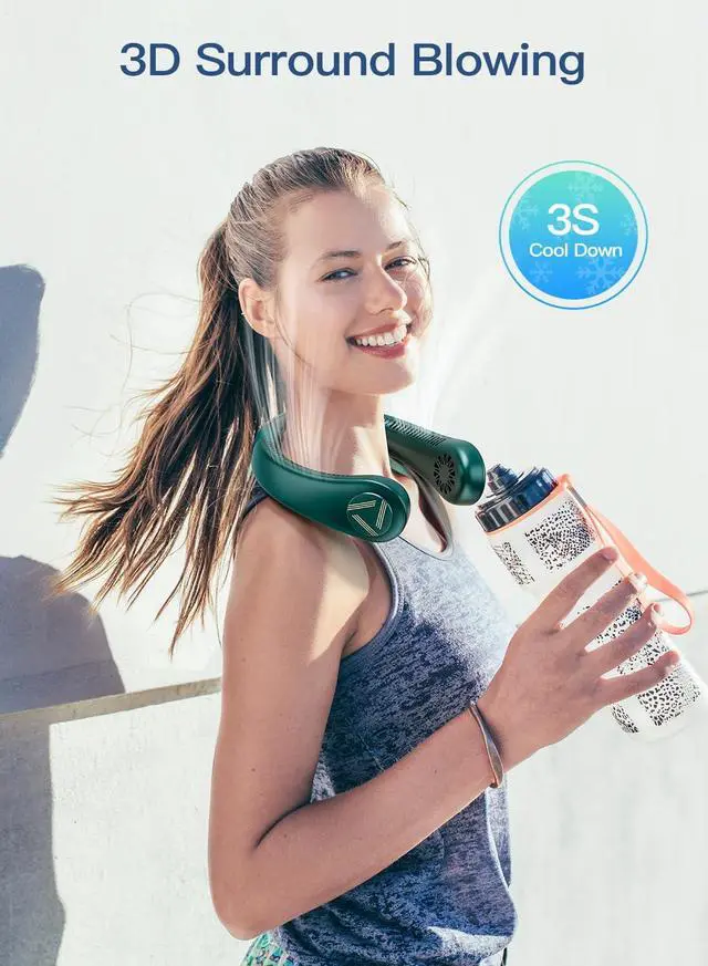 Alt view image 4 of 6 - Neck Air Conditioner, Portable Neck Fan with Cooling Plate, 3 Speeds Powerful AC Neck Fan Cooling Device 3 Mode Neck Cooler, Rechargeable 4000 mAh Personal Wearable Air Conditioner for Outdoor/Travel