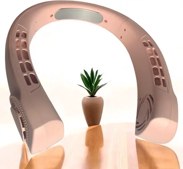 Alt view image 5 of 7 - Neck Cooling Fan with LED Display, Ice Ceramic Technology, Available in Black, Pink, Blue, White (Pink). 360° Cooling | 5 Speeds | 4000mAh USB Rechargeable | Whisper-Quiet & Ergonomic | Outdoor