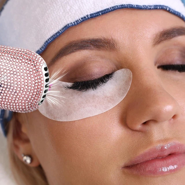 Alt view image 7 of 7 - Diamond Lash Fan Mini Portable Handheld Rhinestone Handheld Eyelash Fan Crystal Bling Personal for Eyelash Extension Air Cooling Blower with Built in Sponge Lash Extension Application