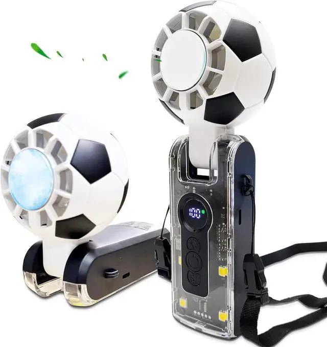 Main image of Soccer Handheld Fan with Ice Cooling Plate, 100-Speed Rechargeable Personal Fan, 3600mAh Mini Fan with LED Display & Flashlight, Foldable Portable Fan for Sports, Travel, Outdoor & Indoor Use