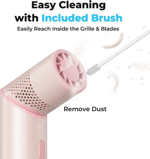 Alt view image 7 of 7 - AMACOOL Portable Handheld Turbo Fan with Rotatable Head, 22H Run Time, 14000RPM High Speed Motor, 3 Speeds & Metal Tube Body, Mini Yet Powerful Pocket Rechargeable for Travel Outdoor Beach-Pink
