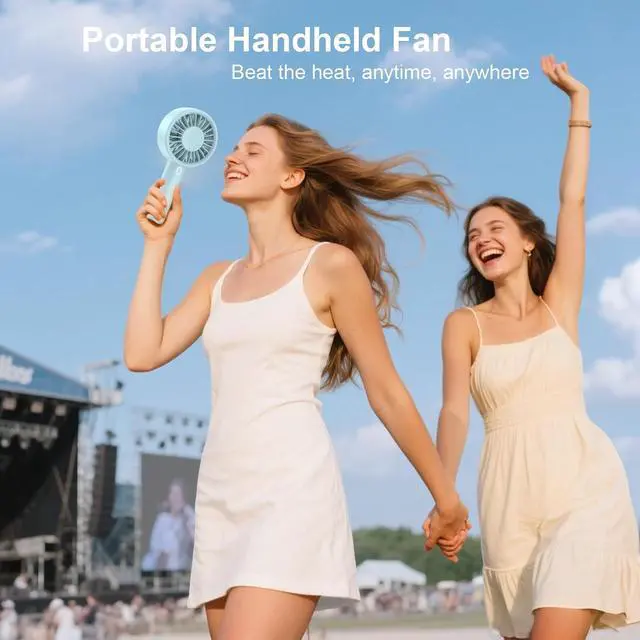 Alt view image 5 of 7 - Mini Fan Portable Handheld Fan, USB Rechargeable Personal Fan with Base, 10H Long Lasting Battery Mini Pocket Cooling Fan for Desktop Travel Outdoor Vacation Concert Lash Makeup Use