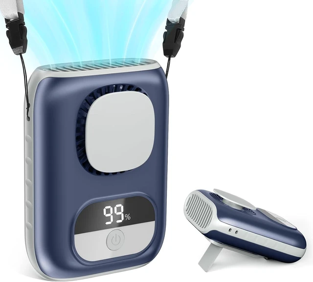Main image of Belted Fan, Lightweight, Compact, Strong Wind, Belt Fan, 4 Ways on the Sit, Neck or Handheld, Tabletop, 4 Way, 4,000 mAh, Large Capacity, Type-C Rapid Charging, LED Display, 5 Levels of Airflow, Ultra