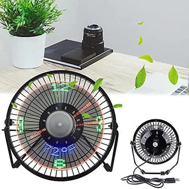 Alt view image 2 of 4 - USB LED Clock Mini Fan with Real Time Temperature Display Desktop 360 Cooling Fans for Home Office Summer