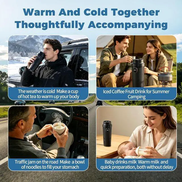 Alt view image 6 of 7 - 2 in 1 Smart Car Cup Cooler and Heater, Keep Drink Cold or Hot in Holder, Beverage Coffee Water and Milk Warmer & Cooling with Lid for Office, Home, Travel