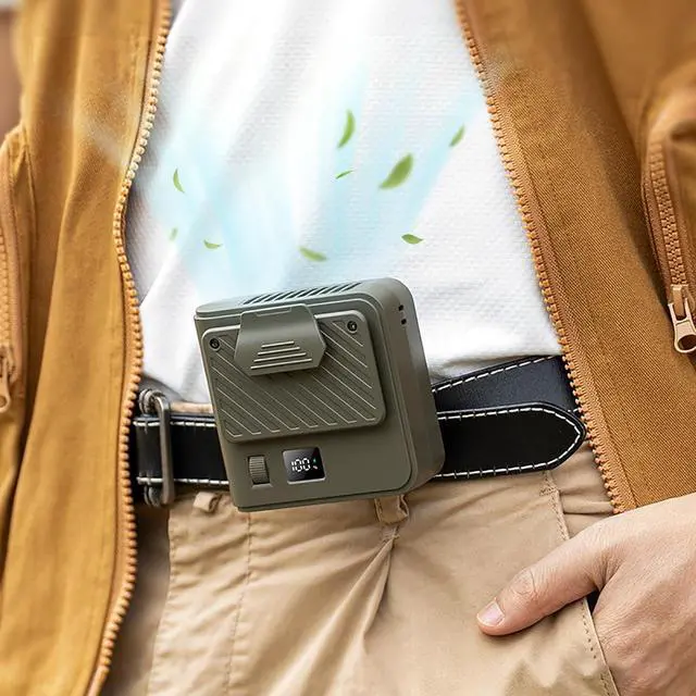 Main image of Portable Handheld Fan,Mini Bladeless Waist Clip Fan,3000mAh USB Rechargeable Battery Powered,100-Level Adjustable Cooling,LED Display,Ultra Quiet Personal Fans for Work,Travel & Camping (Olive Green)