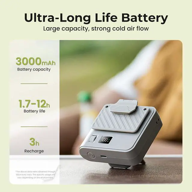 Alt view image 2 of 7 - Portable Handheld Fan,Mini Bladeless Waist Clip Fan,3000mAh USB Rechargeable Battery Powered,100-Level Adjustable Cooling,LED Display,Ultra Quiet Personal Fans for Work,Travel & Camping (Olive Green)