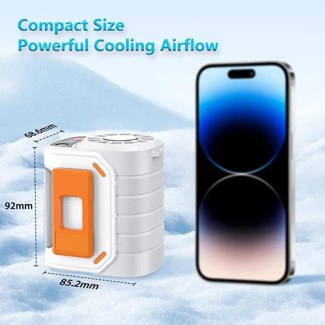 Alt view image 4 of 7 - Portable Waist & Neck Fan, Wearable Personal Fan with Icy Cooling Chip and Adjustable Airflow, Rechargeable Belt Clip Hands-Free Fan for Outdoor, Hiking, Construction, Farm Work Long Battery Life