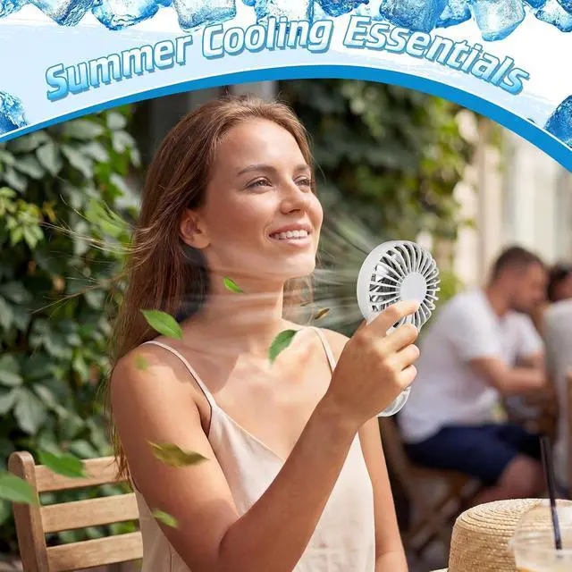Alt view image 2 of 7 - VIHOSE 4 Pcs Portable Hanging Fan, 3 Speeds Personal Rechargeable Desk Hand Held Small Fan with D Metal Hook for Cooling Small Personal Hands Outdoor Travel (White)