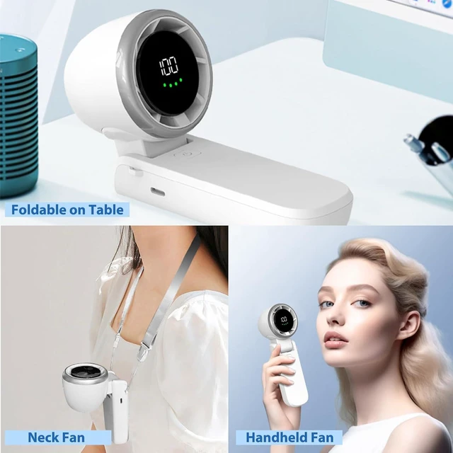 Alt view image 5 of 7 - Portable Handheld Fan, 100 Speed Adjustable Angle Turbo Mini Fan with LED Display 100 Speeds, 3600 mAh Hand Fan Foldable Personal Fan for Women Travel Outdoor (White)