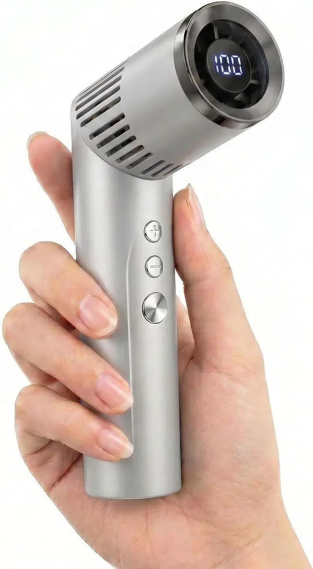 Main image of 3-in-1 Handheld Fan with Flashlight, 199-Speed Stepless Personal Fan, 90° Foldable Desk Fan, 3000mAh Rechargeable Digital Display Fan, Summer Travel Essentials for Commute & Outdoor (Gray)