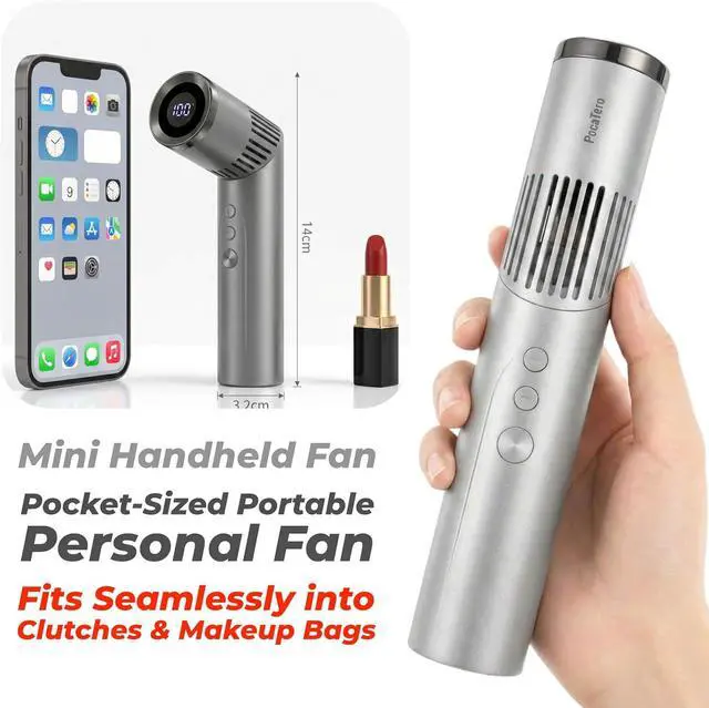 Alt view image 3 of 5 - 3-in-1 Handheld Fan with Flashlight, 199-Speed Stepless Personal Fan, 90° Foldable Desk Fan, 3000mAh Rechargeable Digital Display Fan, Summer Travel Essentials for Commute & Outdoor (Gray)