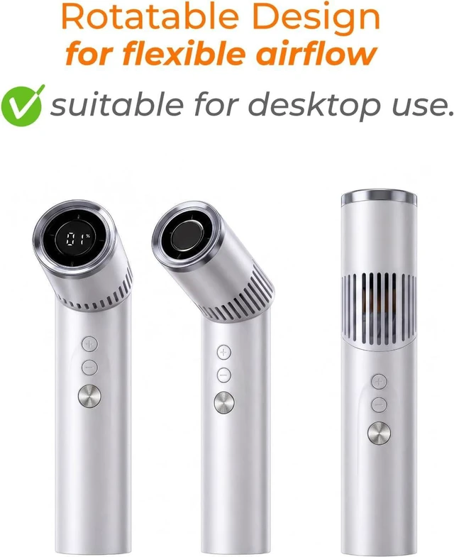 Alt view image 5 of 5 - 3-in-1 Handheld Fan with Flashlight, 199-Speed Stepless Personal Fan, 90° Foldable Desk Fan, 3000mAh Rechargeable Digital Display Fan, Summer Travel Essentials for Commute & Outdoor (White)
