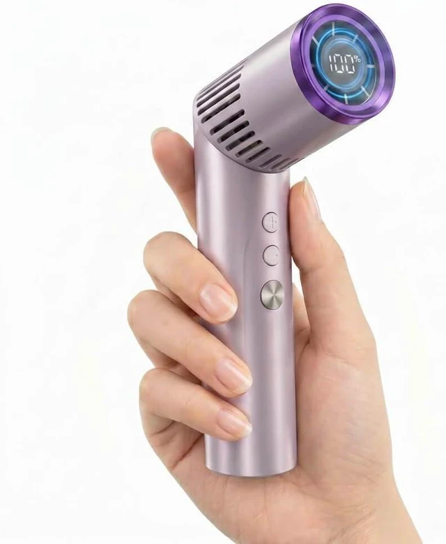 Main image of 3-in-1 Handheld Fan with Flashlight, 199-Speed Stepless Personal Fan, 90° Foldable Desk Fan, 3000mAh Rechargeable Digital Display Fan, Summer Travel Essentials for Commute & Outdoor (Purple)