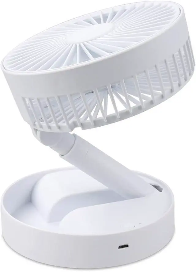 Alt view image 3 of 7 - Northern Chill Foldable and Adjustable Fan, for Desks, Floor, and Bedsides, USB and Battery Operated Fan with 2 Speeds, Super Quiet, and Adjustable, Compact and Lightweight for All Occasions (White)