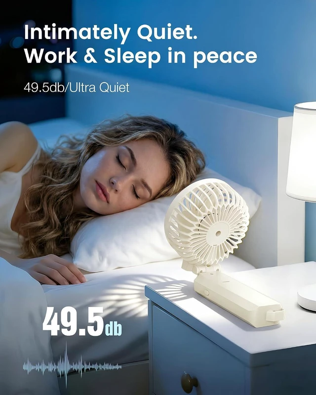 Alt view image 5 of 7 - Folding Hand Fans, 4000mAh Handheld Fan Rechargeable, Portable Fan Handheld 15H Runtime, 3 Speed Ultra Quiet, 180° Foldable 3-in-1 for Beach/Travel/Office/Camping, Lightweight Personal Fan