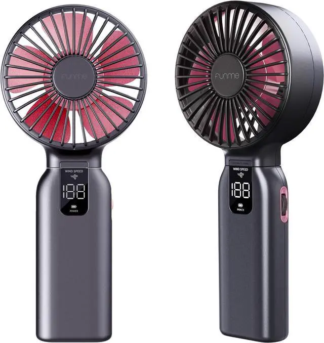 Main image of Funme Handheld Fan, 10000 mAh 46H Hand Fan, 100 Wind Levels & Storm Mode, 4 Inch Wings Portable Fan, 180° Folding, Quiet Rechargeable for Camping, Travel, Holiday, Office, Outdoor, Pink