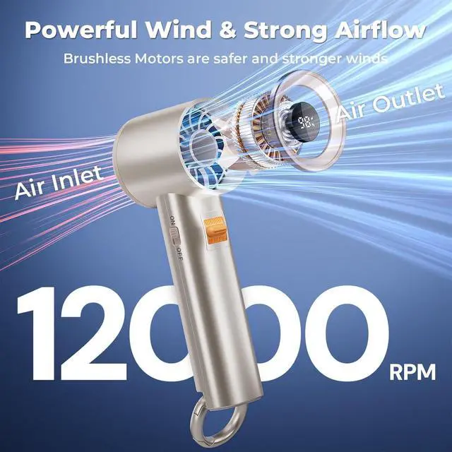 Alt view image 2 of 7 - Portable Handheld Turbo Fan for Outdoor - 5000mah Mini Handheld Personal Pocket Fan for Powerful Airflow Wind - 20Hrs,100 Speeds Adjustable - Digital Display,Gifts for Travel,Outdoor Activites,Camping