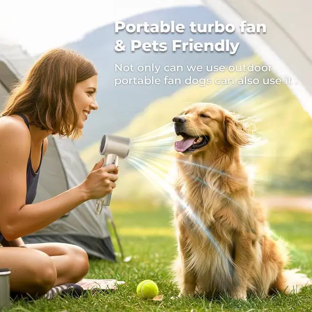 Alt view image 7 of 7 - Portable Handheld Turbo Fan for Outdoor - 5000mah Mini Handheld Personal Pocket Fan for Powerful Airflow Wind - 20Hrs,100 Speeds Adjustable - Digital Display,Gifts for Travel,Outdoor Activites,Camping