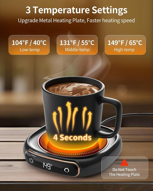 Alt view image 3 of 5 - Lerat Coffee Mug Warmer, 3 Temp Settings & Auto Shut Off, Coffee Cup Warmer for Desk, Keep Beverage Warmer for Coffee/Tea/Milk, Coffee Accessories Ideal Gifts for Men Women Parents (No Cup)