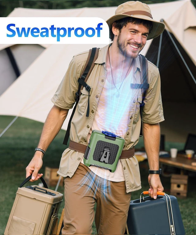Alt view image 7 of 7 - Portable Waist Fan, Shirt Fan Rechargeable with 5 Speeds Adjustable & LED light, Cooling Personal Wearable Fan with 10000mAh Battery, Wearable Belt for Farm Work Outdoor Hiking