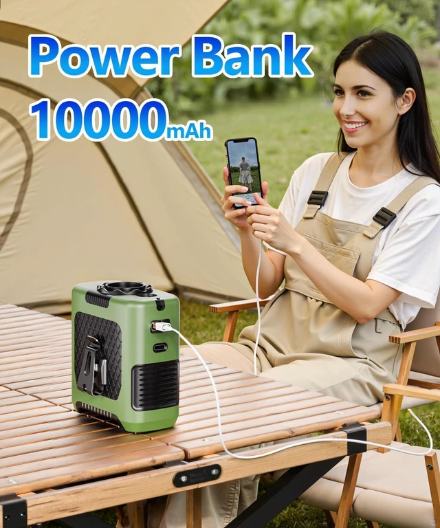 Alt view image 6 of 7 - Portable Waist Fan, Shirt Fan Rechargeable with 5 Speeds Adjustable & LED light, Cooling Personal Wearable Fan with 10000mAh Battery, Wearable Belt for Farm Work Outdoor Hiking