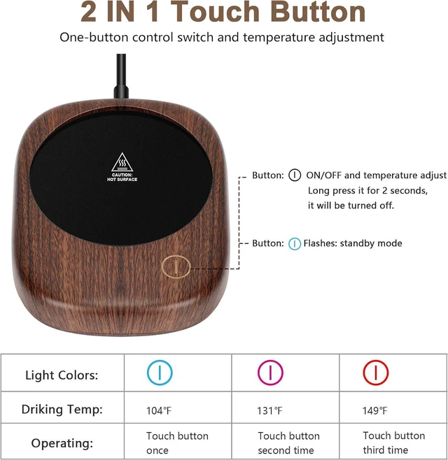 Alt view image 2 of 7 - Electric Coffee Mug Warmer for Desk, POWERGIANT Electric Tea Warmer Heater for Office Home Desk, Auto Shut Off Warmer Plate For Beverage Coffee Hot Cocoa Tea Water Milk Drink