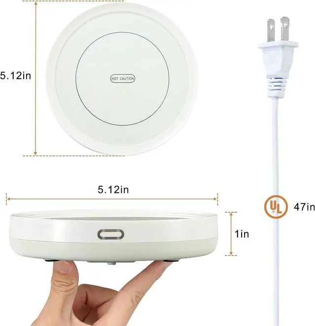 Alt view image 2 of 7 - Hot Mug Heater Coffee Warmer: Hibsr Electric Smart Beverage Cup Warmer Plate with Automatic Switch Gravity Sensor - Coaster of Beverage / Candle Wax / Tea Cups Warmers for Desk