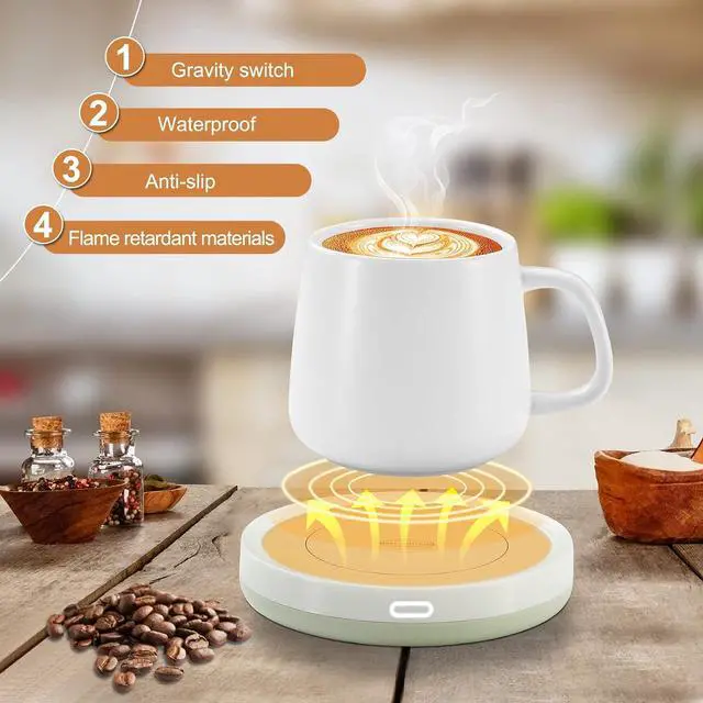 Alt view image 4 of 7 - Hot Mug Heater Coffee Warmer: Hibsr Electric Smart Beverage Cup Warmer Plate with Automatic Switch Gravity Sensor - Coaster of Beverage / Candle Wax / Tea Cups Warmers for Desk