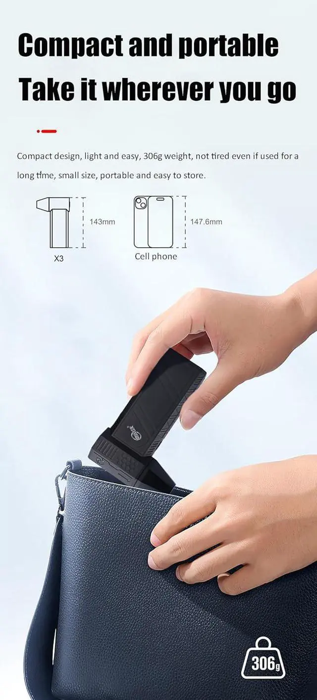 Alt view image 3 of 6 - Violent Mini Turbo Jet Fan,130000 RPM Cordless Powerful Blower with High Speed Duct Fan,Brushless Motor 52m/s Jet Dry Fan for Electronics Cleaning, Cars and Home Appliances