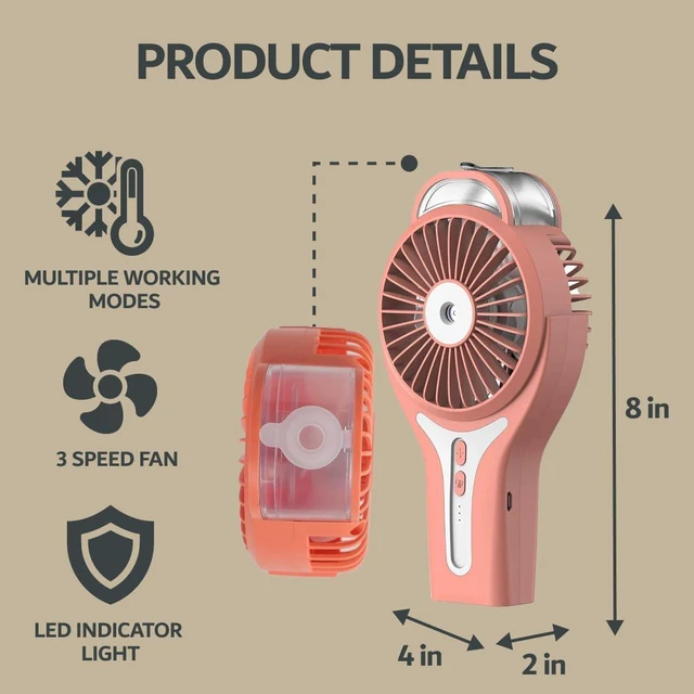 Alt view image 3 of 7 - Sunneday 80019CB Misting Fan, Coral Bell